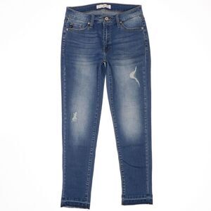 KanCan Jeans Juniors 9/28 Skinny Distressed Released Hem Blue Stretch 28 x 27